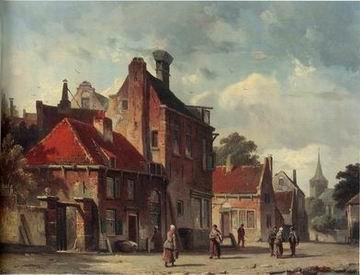 unknow artist European city landscape, street landsacpe, construction, frontstore, building and architecture. 095 oil painting image